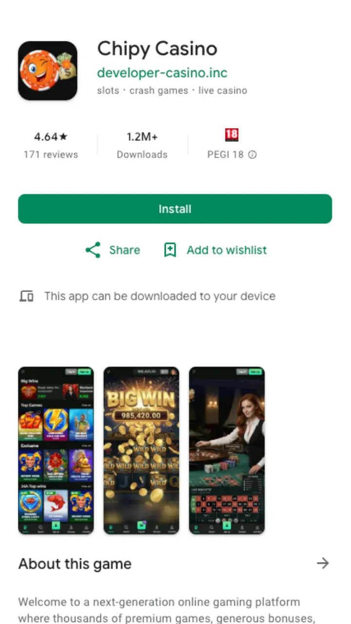 Chipy Casino app